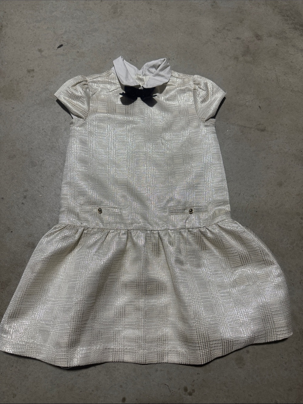 Janie and Jack Cream Dress with Metallic Gold Trim